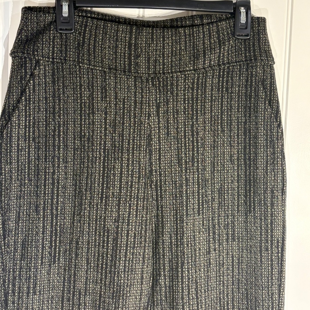 Saint + Sophia Putney Pull On Pants Size 8 Olive/ Black Relaxed Straight Pockets